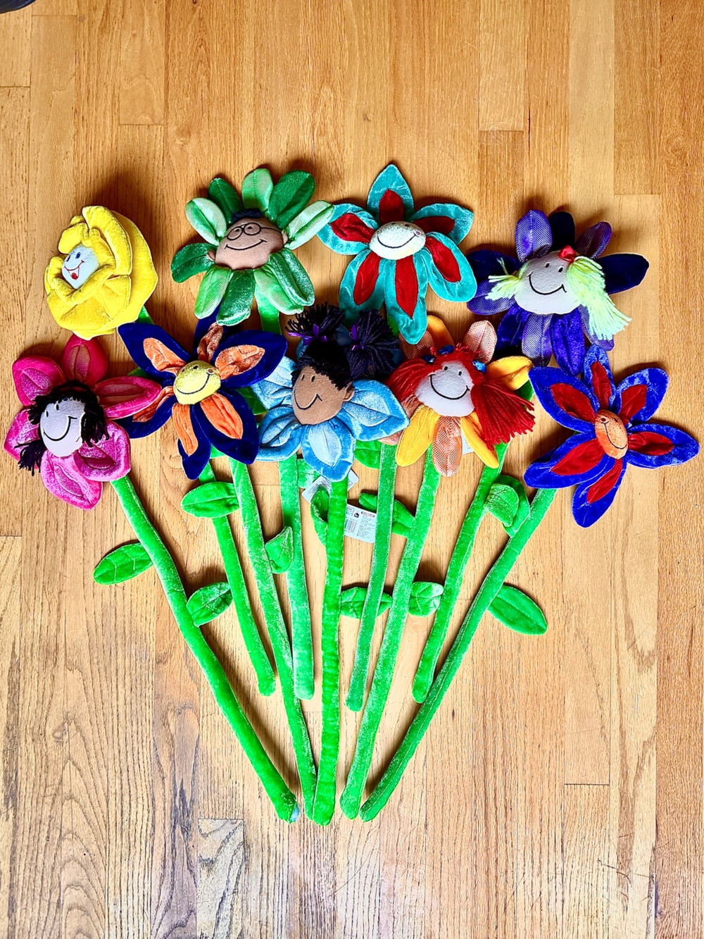 Vintage Animal Alley 26–28” Tall Plush Flower Bouquet Set 9pc Toys R Us Rare